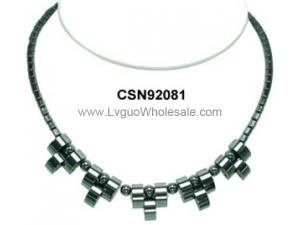 Hematite Teeths Pendant Beads Stone Chain Choker Fashion Women Necklace